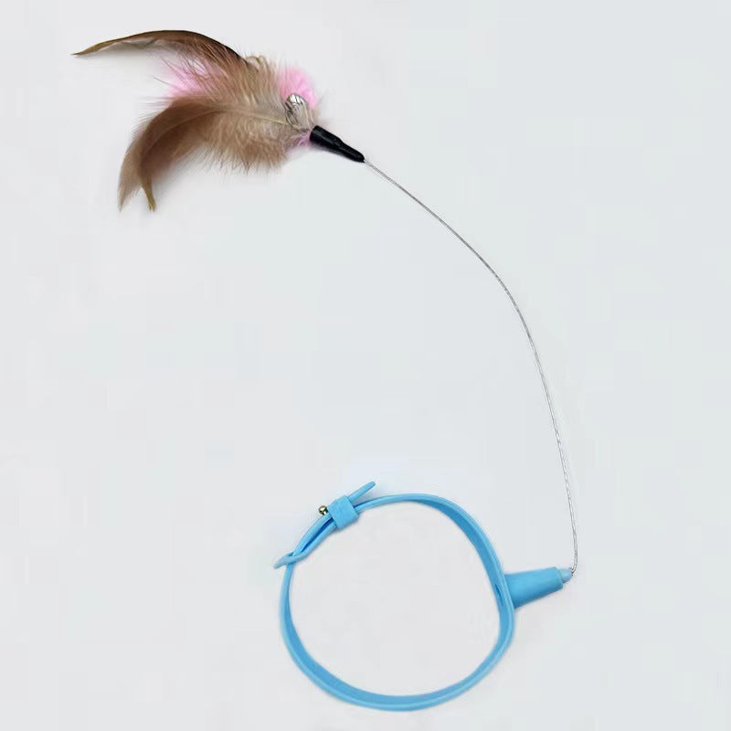 Cat Teasing Wand Adjustable Feather Collar Toys